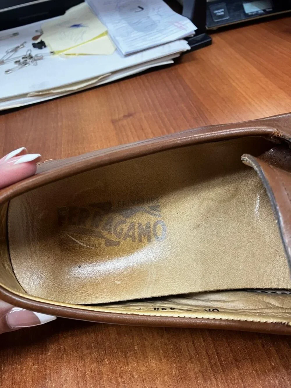 Salvatore Ferragamo Gancini ornament driver Men's Loafers, Brown Leather